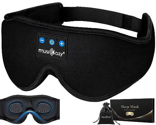 3D Sleep Headphones Bluetooth 5.4 Sleep Mask with HD Speakers (Deep Black)
