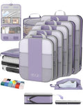10 Set Compression Packing Cubes for Travel Essentials (Purple Gray)