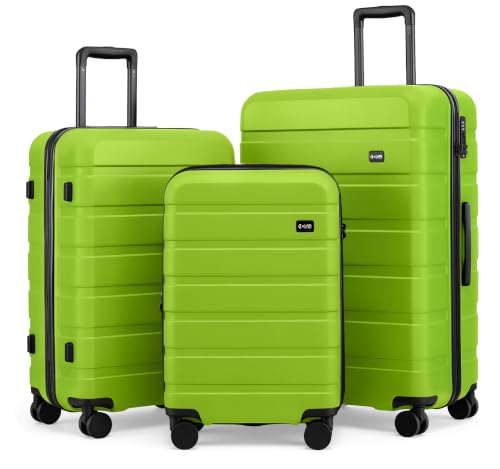Luggage Set 3 Piece Lightweight Durable Hardshell (Lime)