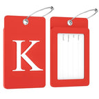 2 Pack Initial Luggage Tags for Suitcases Airplane Travel Essentials (Large K / Red)
