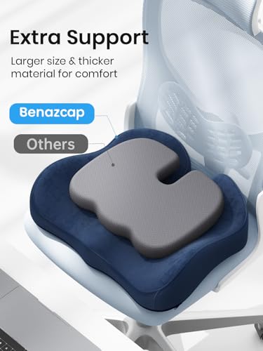 Seat Cushion Memory Foam Car Seat Pad (Dark Blue / 19 x 17 x 5 inches)