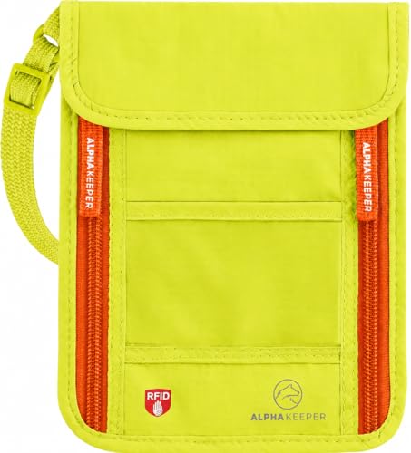 Neck Wallet Travel Pouch For Passport Holder And Documents (Lemonade Flare)