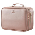 Makeup Bag with LED Lighted Mirror 12.2 IN Cosmetic Train Case Double Layer Makeup Case Adjustable Brightness in 3 Colors Cosmetic Organizer Artist Storage with Brush Holder Vanity Smoky Pink (12.2 Inch Smoky Pink / 0-Double Layer)