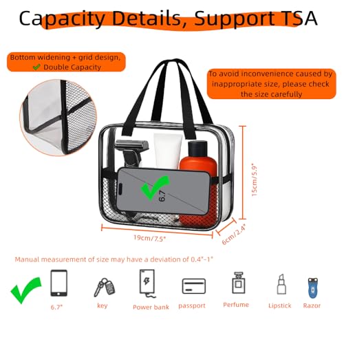 2PCS Small TSA Approved Clear Travel Toiletry Bags for Men Women (2PCS Small)