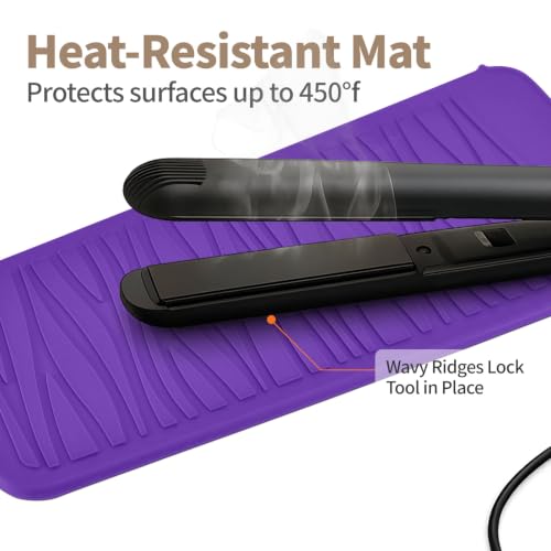 Silicone Heat Resistant Travel Pouch for Straightener (1 Pack / Purple)
