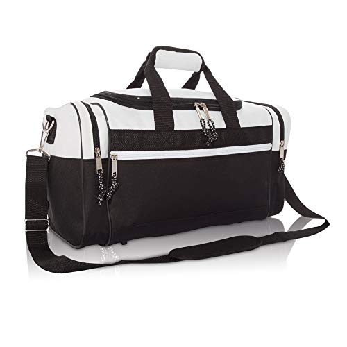17" Blank Duffle Bag Duffel Bag Travel Size Sports Durable Gym Bag (White)