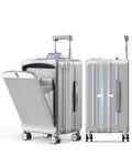 Carry on Luggage Airline Approved (Silver Grey-Expandable / Front Pocket)