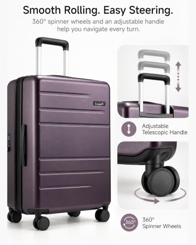 Front Opening Expandable Checked Luggage (Purple / 28 Inch)