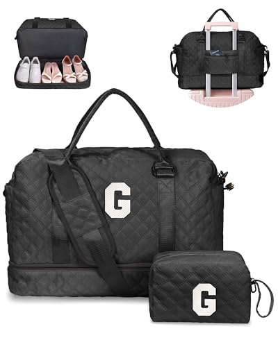 Birthday Gifts Girls Personalized Overnight Bags Monogram Bags (Black / G)