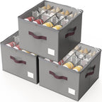 Shoe Organizer for Closet (Gray / 3 Pack)