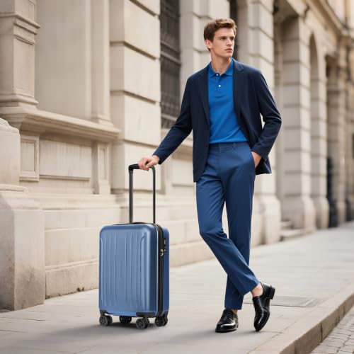 24 Inch Medium Luggage Checked TSA Approved Suitcase (Royalblue / 24" Checked)