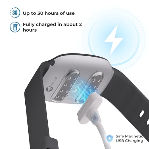 Fashion FDA Cleared Relieve Nausea Electrode Stimulator Morning Sickness Motion Travel Sickness Vomit Relief Rechargeable No Gel Drug Free Wrist Bands Without Side Effects (Charcoal Black)