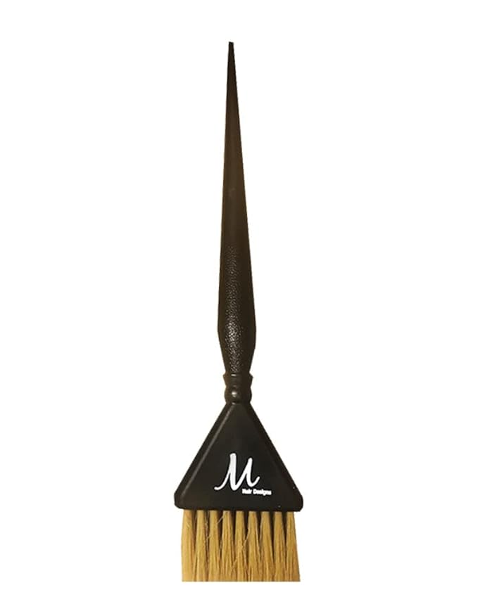 M Hair Designs Tint Brush Brown Premium Bristle/Black Handle | 1.75" Wide Bristles, 8.5" Height | Pointed End for Sectioning, Great Tinting Brush for Hair Coloring, Tinting, Bleaching