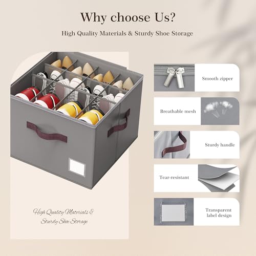 Shoe Organizer for Closet (Gray / 3 Pack)