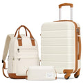 Luggage Sets with Spinner Wheels (3 piece set(BP) / WHITE-BROWN)