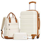 Luggage Sets with Spinner Wheels (3 piece set(BP) / WHITE-BROWN)