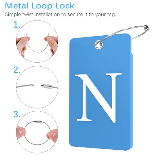 2 Pack Initial Luggage Tags for Suitcases Airplane Travel Essentials (Large N / Blue)