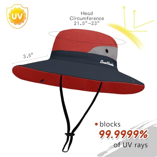 Women's Ponytail Safari Sun Hat (6 3/4-6 7/8 / 1-red)