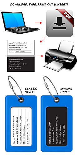 Luggage Tags Business Card Holder by TUFFTAAG (Blue 2pk / 2 Pack)