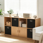 13x13 Storage Cubes Basket Containers for Shelf Cabinet Bookcase Boxes (13×13×13/4pcs / Pure Black-1200D)