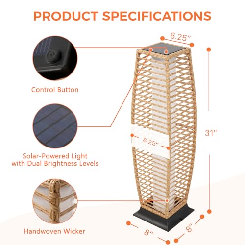 Outdoor Floor Lamp Solar Lantern (1 PC Large / Crossover Natural)