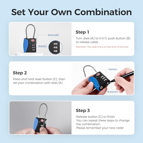 TSA Approved Travel Luggage Locks (Navy / 1 Pack)