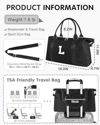 Dance Gym Duffel Bag Gifts for Girls Teen (Black / L)