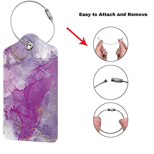 2 Pack Abstract Purple Luggage Tag for Suitcases Women (Luggage Tag - Purple)