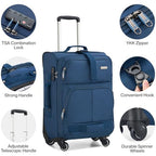 28 Inch Softside Expandable Checked Luggage with 4 Spinner Wheels (Blue / 28 Inch)