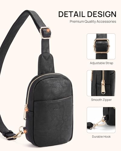 Crossbody Bags for Women Leather Cross Body Sling Bag for Woman Travel Black (1-black)