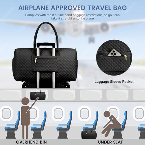 Women Weekender Travel Duffle Bag (26-Black Basic - 3 PCS / Large)