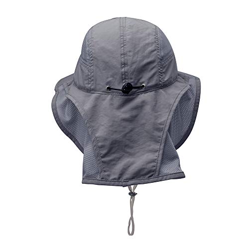 Unisex Outdoor Activities UV Protecting Sun Hats with Neck Flap Black Grey (One Size / Black-grey)