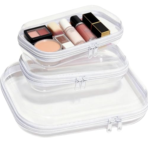 3PCS Clear Hard Plastic Zipper Case (1M+2S)