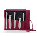 5pc Manicure & Pedicure Set (5-Pc: Finger+Toe Clipper, Tweezer, Sapphire / Magenta Leather Roll)