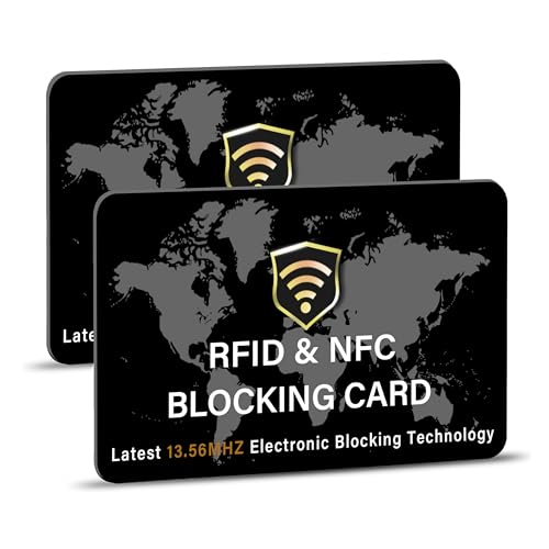 2 Pack RFID Blocking Card for Credit Debit ID Card (Black WM)