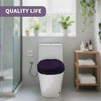 Microfiber Elongated Toilet Seat Cover 19.5"x 15" Machine Washable (Dark Purple / Elongated)