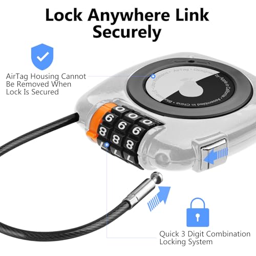 Compatible with Apple AirTag Secure Lock with Wire Cable (WHITE*2)