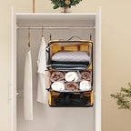 Travel Portable Hanging Shelves Closet Organizer Packing Luggage Storage with Multifunctional and Foldable Invisible Compartment (Yellow / XX-Large)