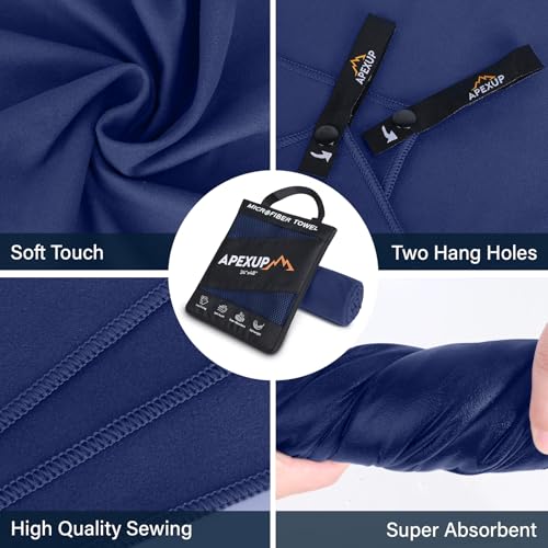 Microfiber Travel Towel (Navy Blue / 60"×30" Single)