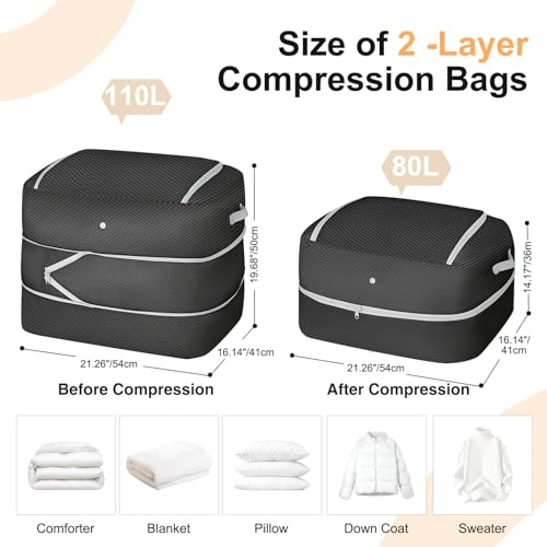 Comforter Storage Bag (Black / 110L (2-Layer Compression))