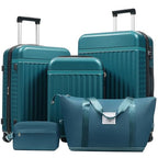 Luggage Sets Durable Hardshell 3 Piece Suitcase with Bags (3-piece Set(20/24/28) / Dark Green+bag)
