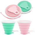 2 Pack Silica gel Collapsible Travel Cup 270ml (Pink & Green)