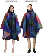 Waterproof Rain Poncho for Women Packable Hooded Raincoat with Pocket (Gradient Purple-blue)