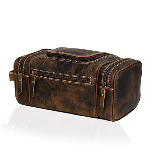 Leather Toiletry Bag for Men (BROWN / Men's Toiletry Bag)