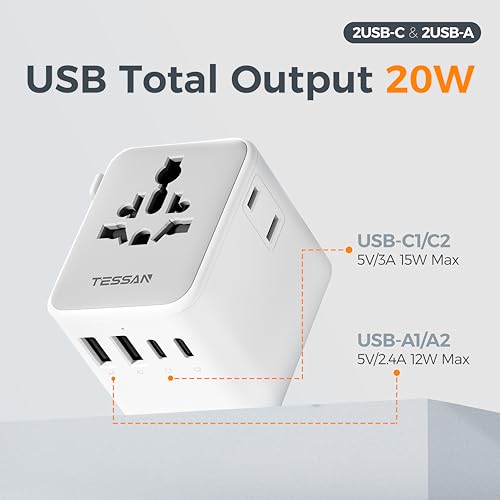 Universal Travel Adapter (Grey&White-20W)