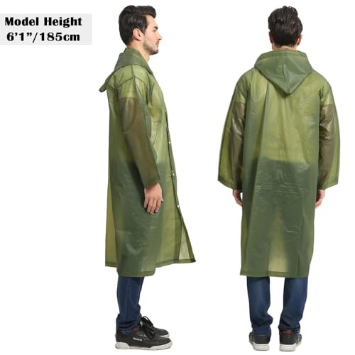 2 Pack Portable EVA Raincoats for Adults (2pcs, Olive Green)