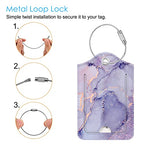 Luggage Tags Privacy Cover ID Label for Travel Bag Suitcase (Lilac Marble)