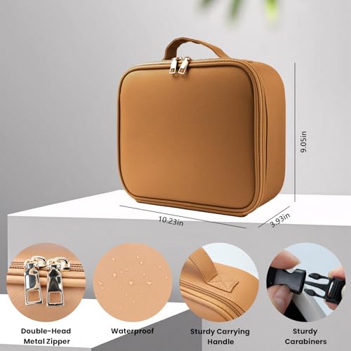 Makeup Bag with Mirror (Light Brown / Makeup bag with LED lights)