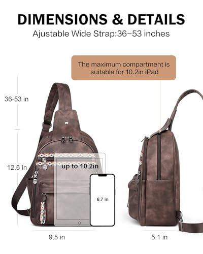 Large Sling Bag for Women (Coffee Brown Retro Style)
