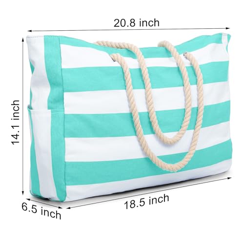 Beach Bags for Women Large Waterproof Beach Tote Bag Zipper Beach Bags Waterproof Sandproof Swim Pool Bag Large Tote (Mint Green)